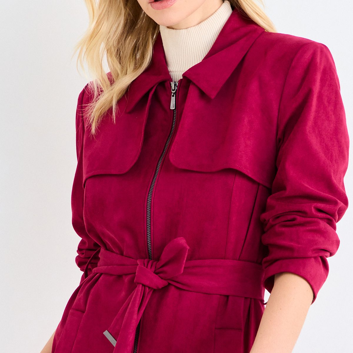 ASH - Trench Liso Mujer Burdeos Ash