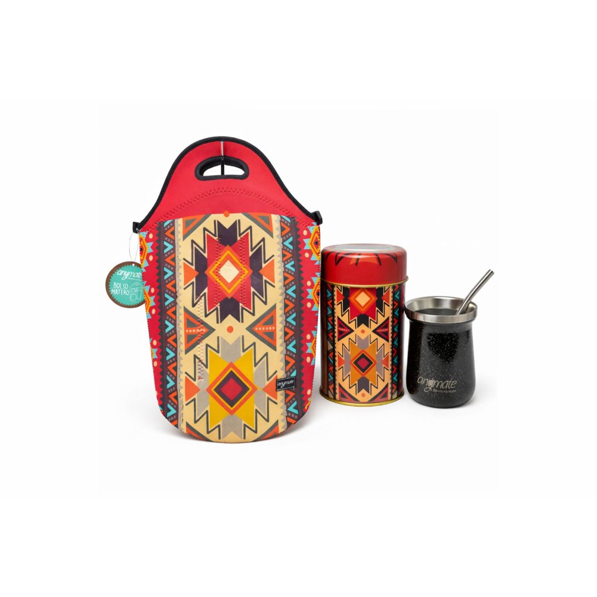 GENERICO - Pack Matero Country Premium Bolso+ Mate con Bombilla + Dispensador Anymate