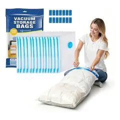 IRM - Bolsas Al Vacio Pack 12 Comprimir Ropa 70x100 Hermetico Closet Orden Organizador Grande FIGOIMPORT