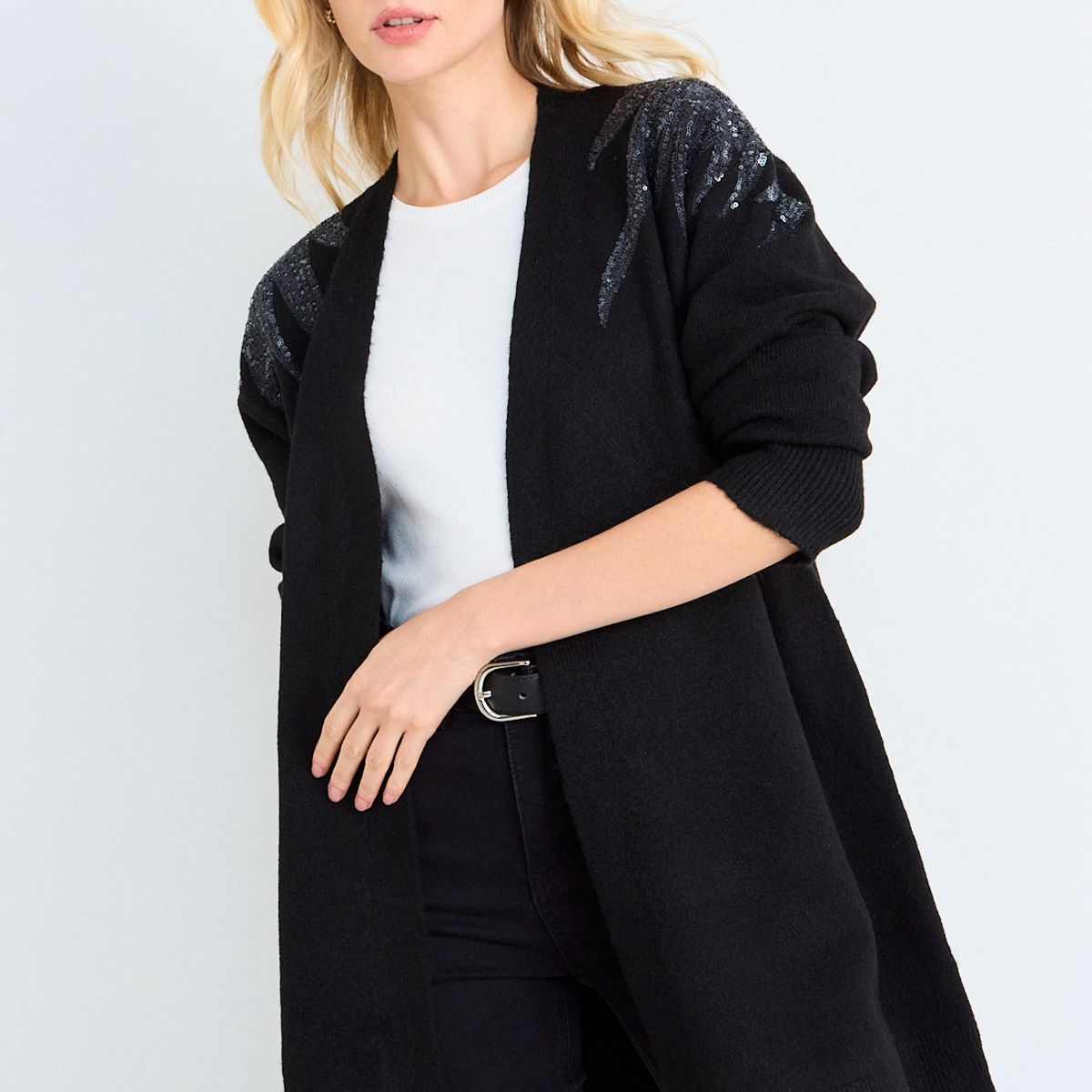 ASH - Cardigan Largo De Tope Mujer Negro Ash