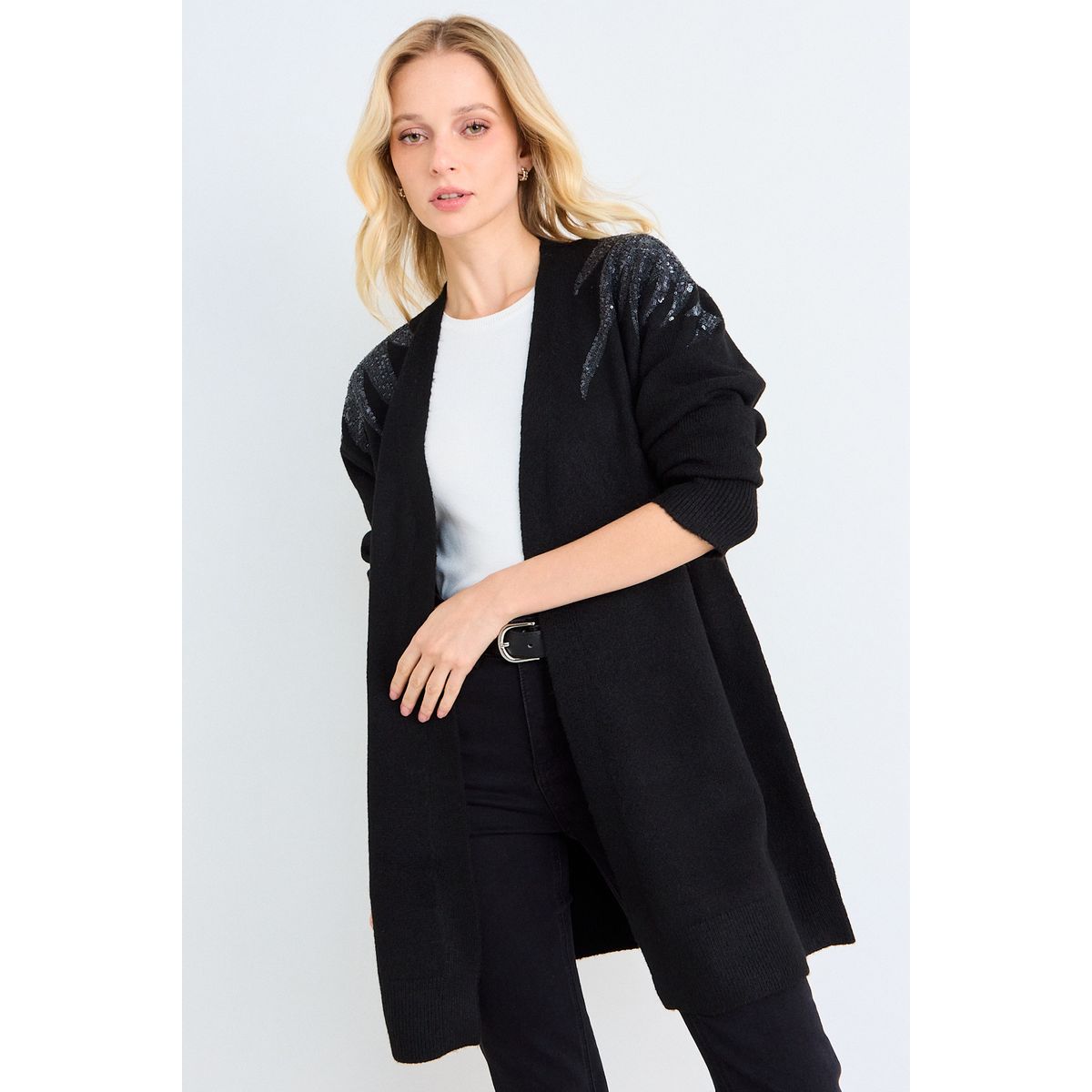 ASH - Cardigan Largo De Tope Mujer Negro Ash