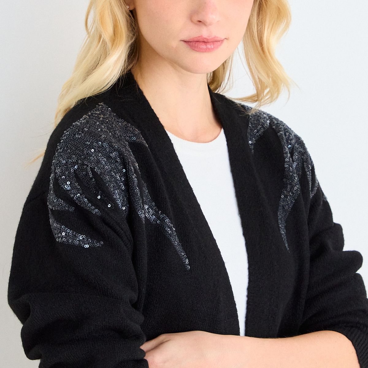 ASH - Cardigan Largo De Tope Mujer Negro Ash