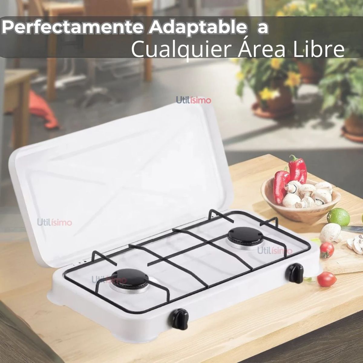 LINE - Cocina Encimera A Gas Licuado 2 Platos Blanco