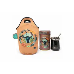 GENERICO - Pack Matero Country Premium Bolso+ Mate con Bombilla + Dispensador Anymate
