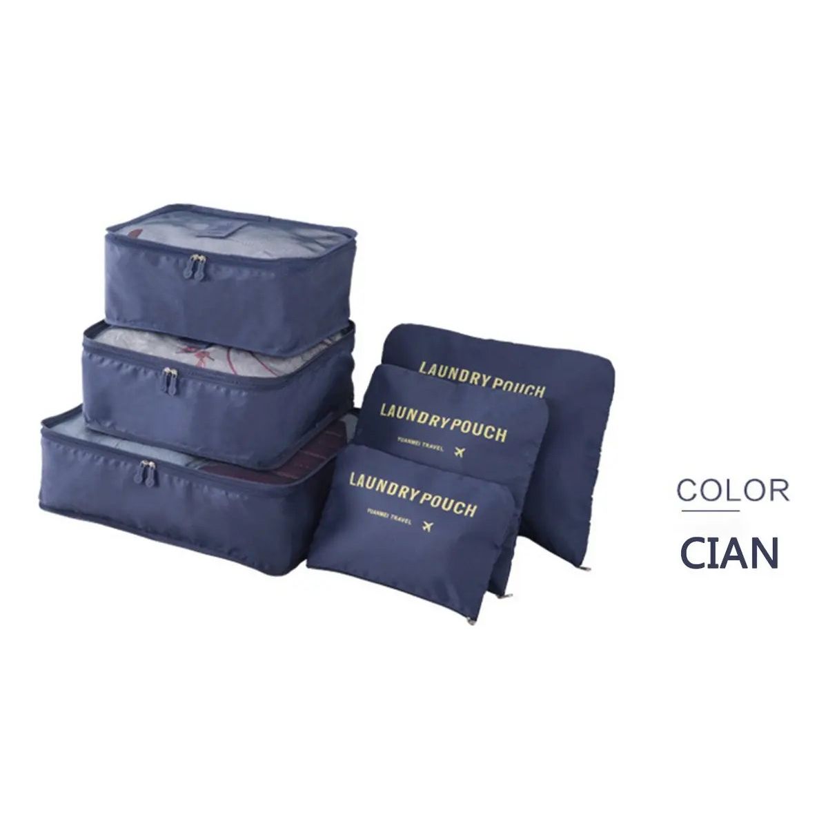 GENERICO - Organizador de equipaje MT MT color cian - Pack de 6 unidades