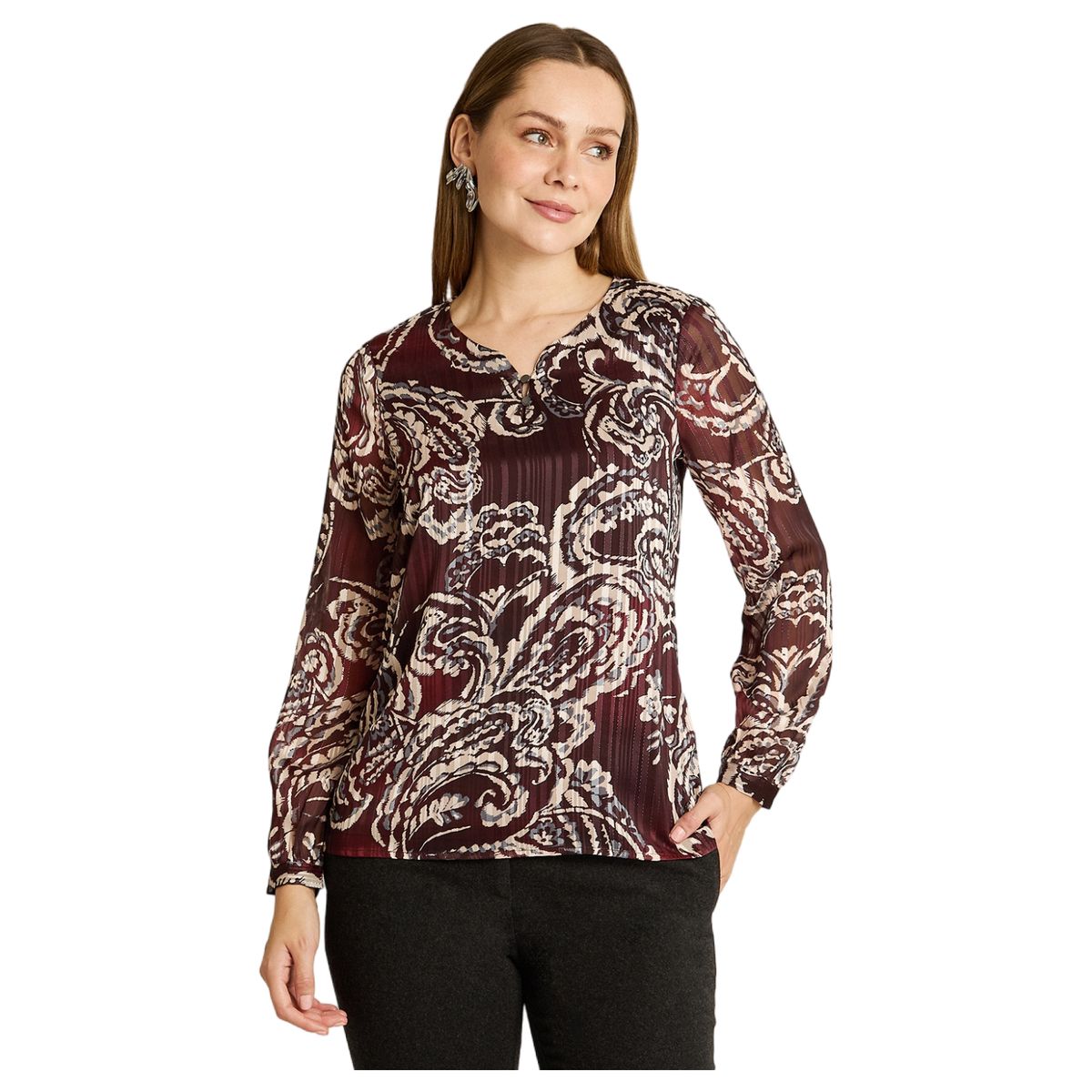 LORENZO DI PONTTI - Blusa Larga Mujer Burdeo