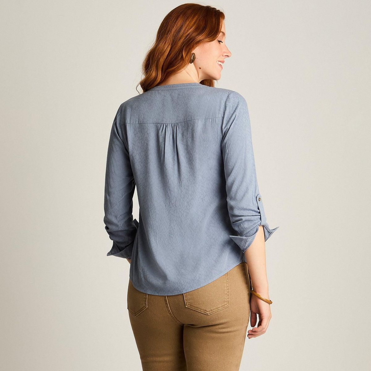 LORENZO DI PONTTI - Blusa Indigo Manga Larga Elasticidad Nula Sin Forro Calce Normal Tela Plano