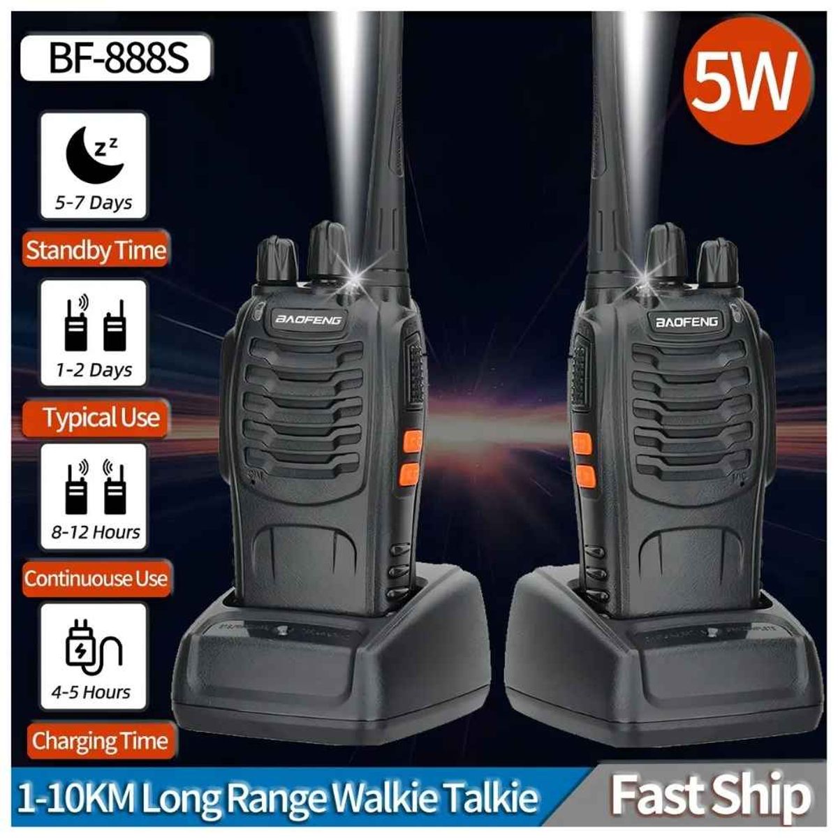 BAOFENG - Walkie Talkie Recargable Baofeng  BF-888S UHF Color Negro