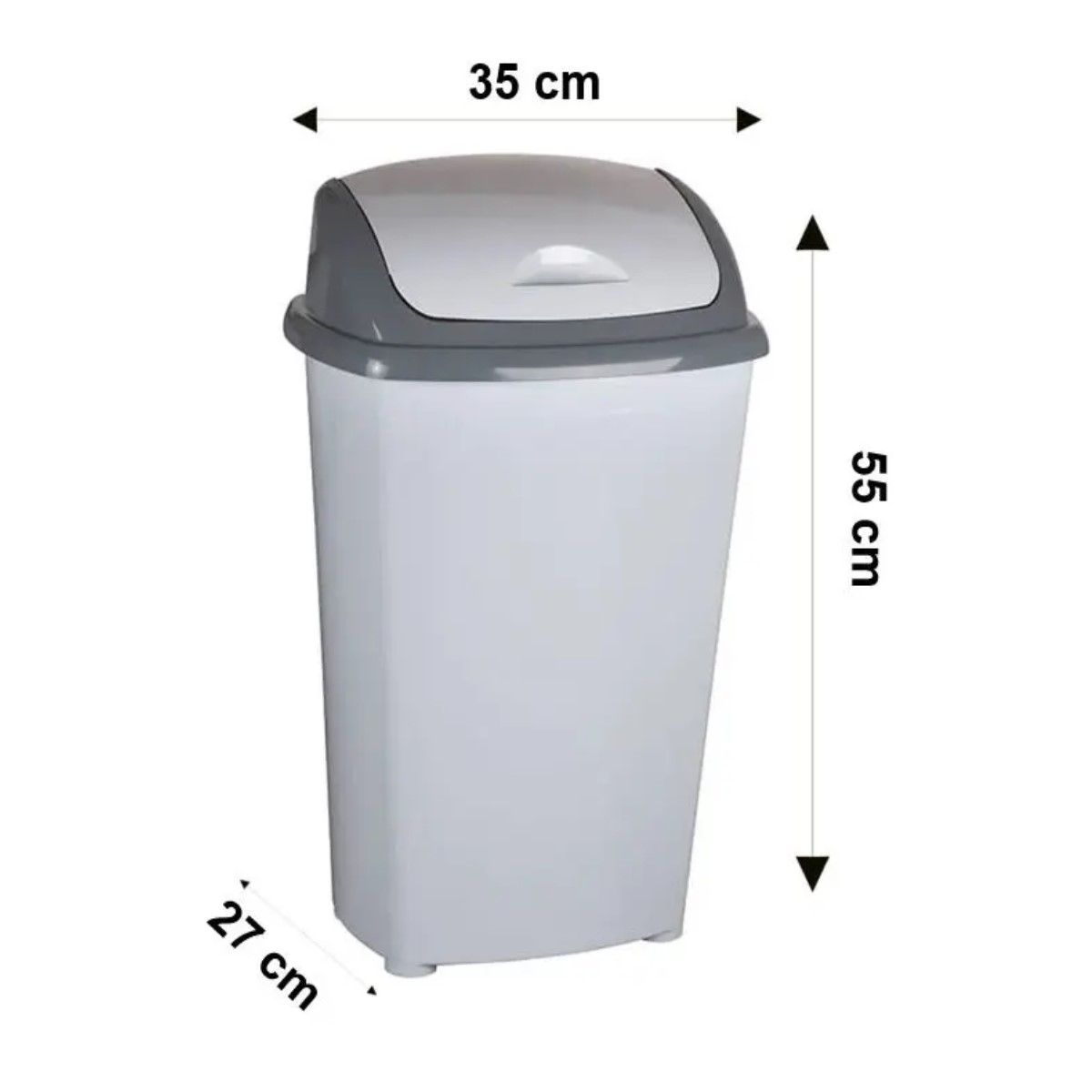 GENERICO - Basurero Plástico Baño Cocina 30 Litros Tapa Vaivén Color Gris BELUG