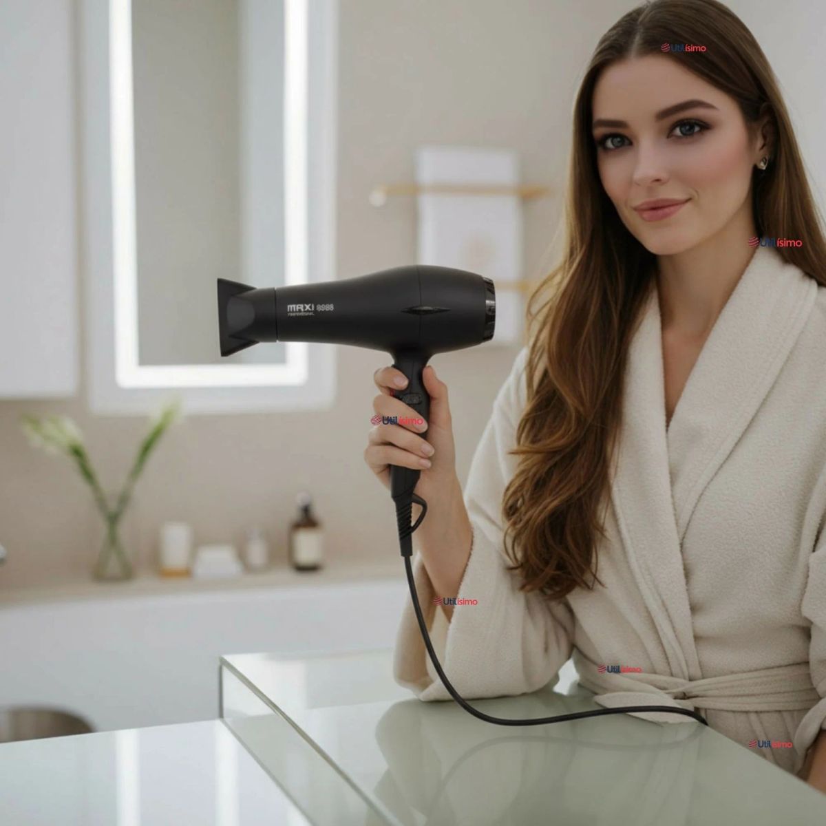 LINE - Secador De Pelo Cabello Premium Profesional 3000W Maxi-8008 Negro