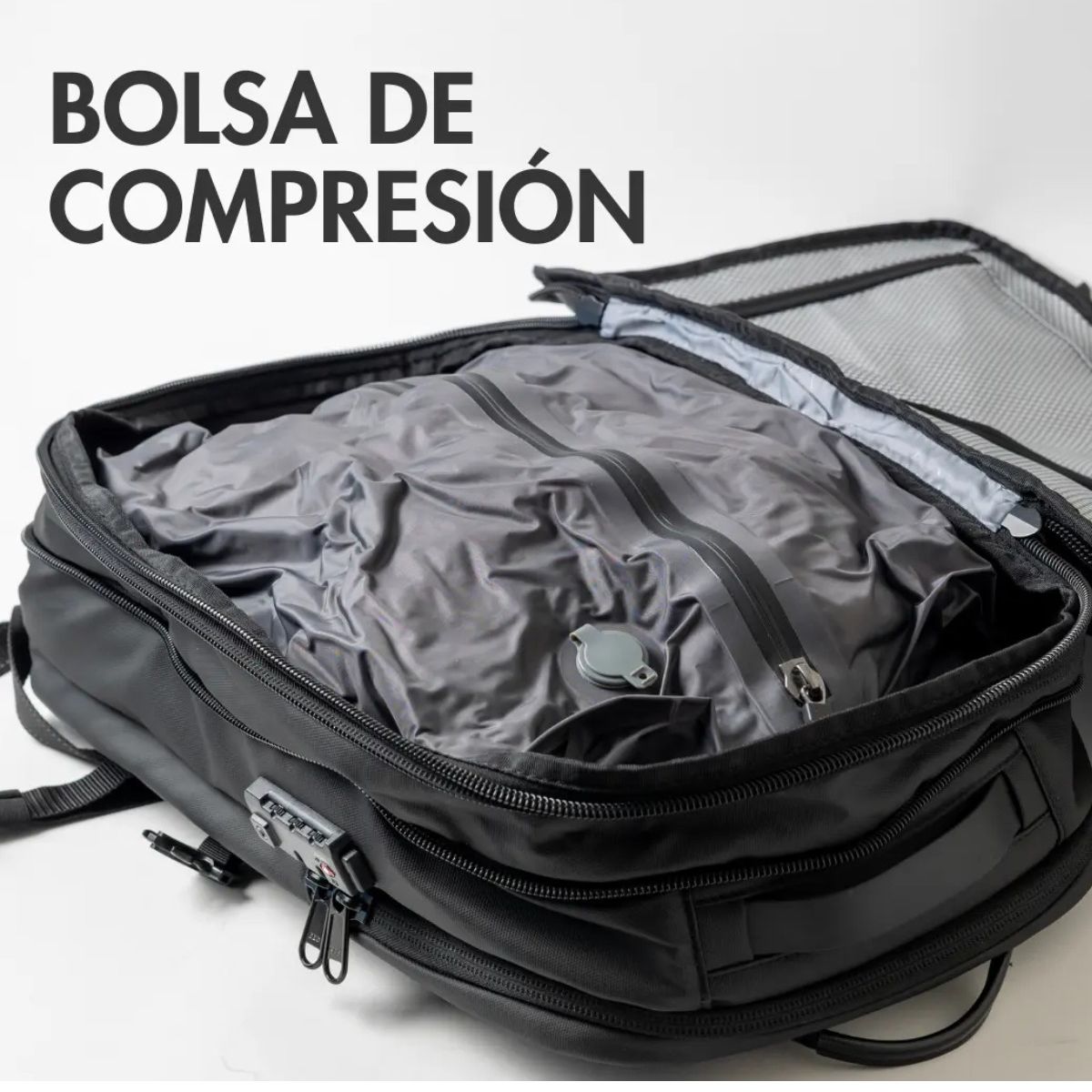 GENERICO - Pack Mochila De Viaje + Aspiradora Portátil  Bolsa De Compresión, Candado Labg