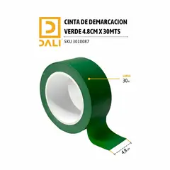 DALI - Cinta Delimitadora Verde 30 m x 5 cm – Demarcación y Señalización 3xUn