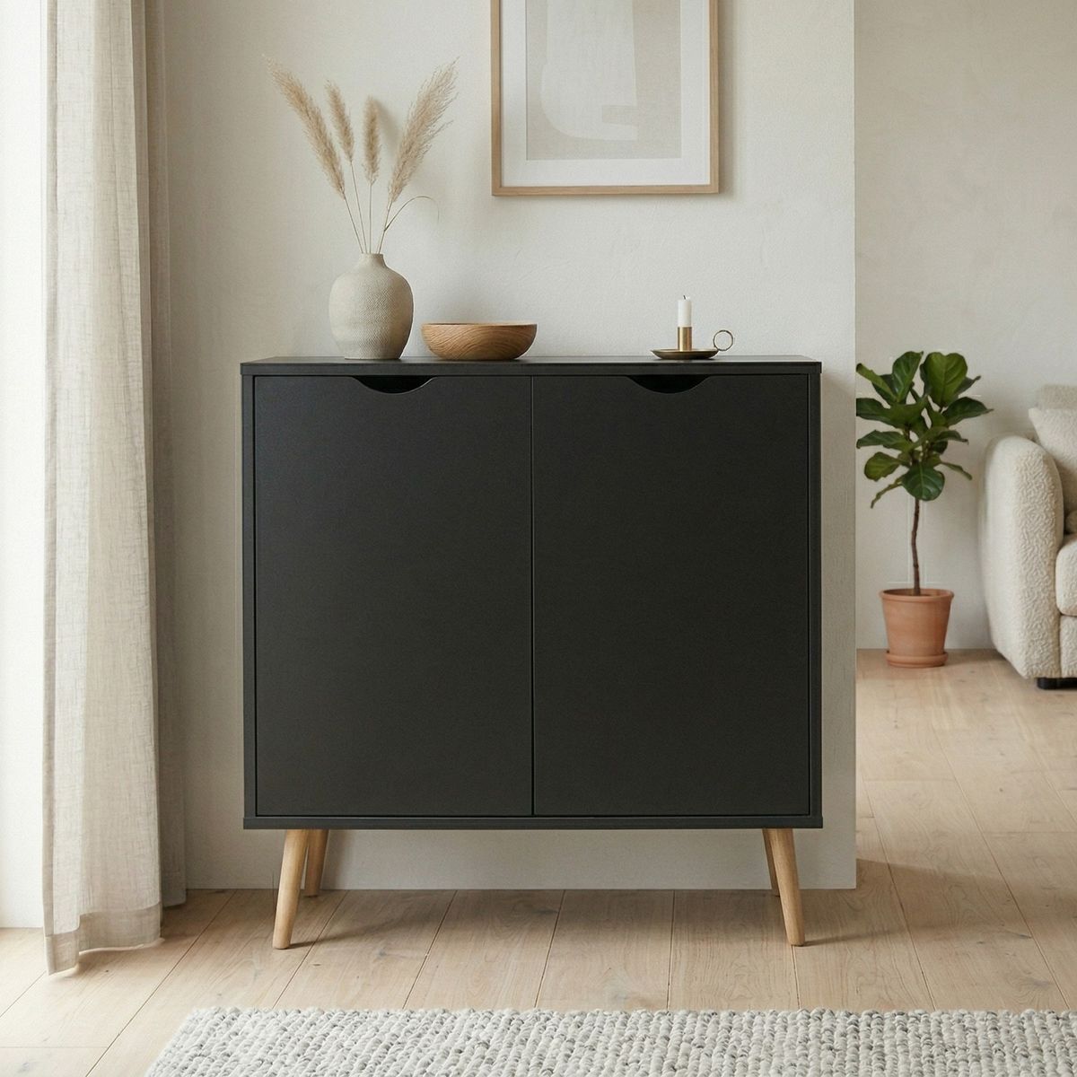 RELAN - Buffet Mueble Tipo Bar Relan Sidney Con Doble Puerta Color Negro