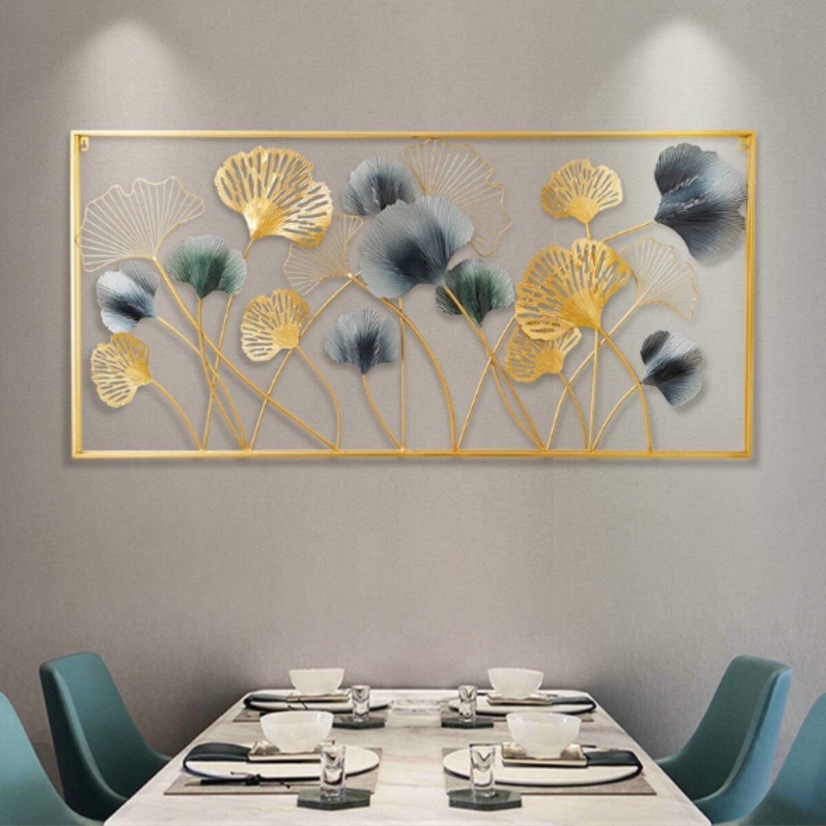 GENERICO - Cuadro Decorativo Hojas De Metal Oro Ankara A5023