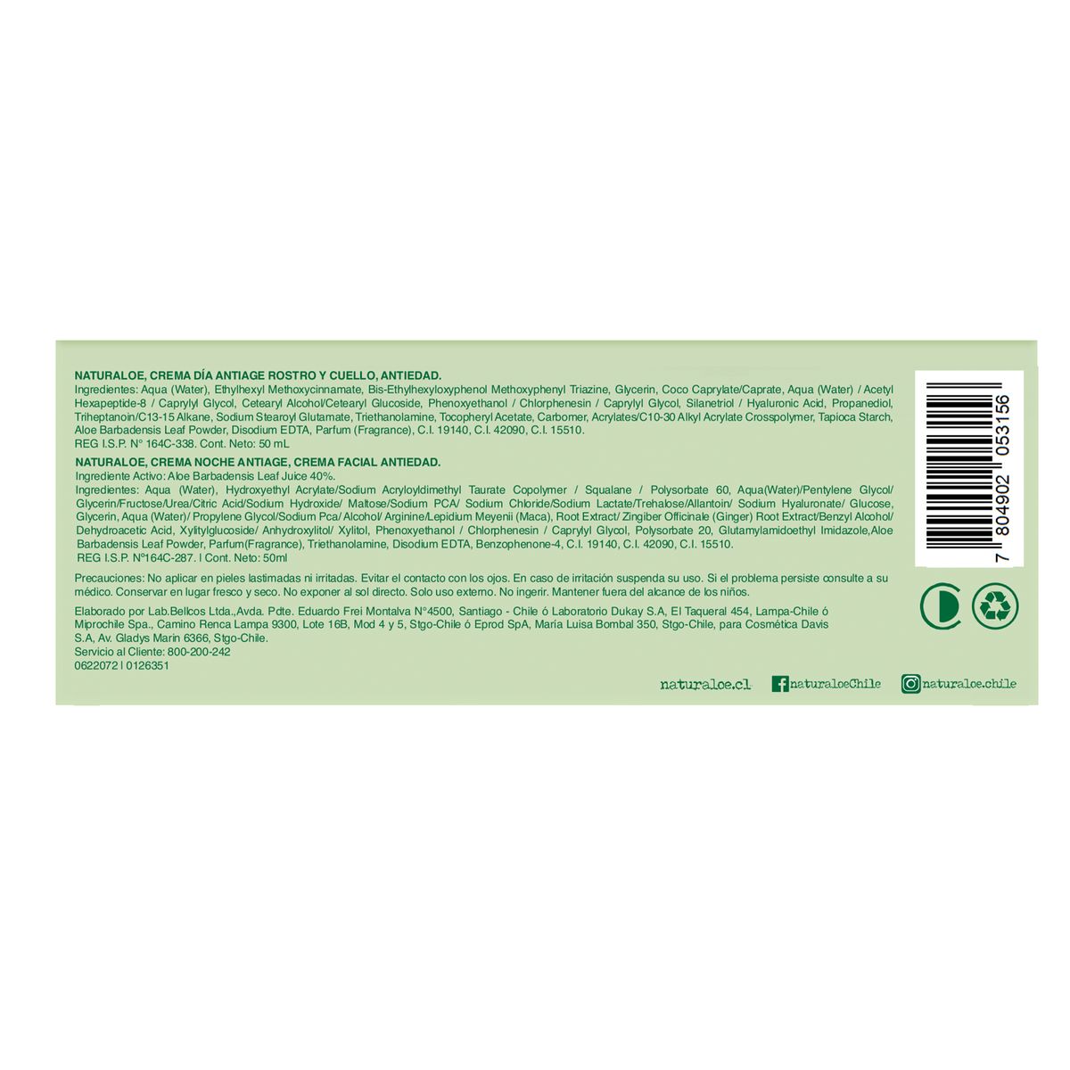 NATURALOE - Pack Naturaloe Crema Día 50 g + Noche 50 g antiage