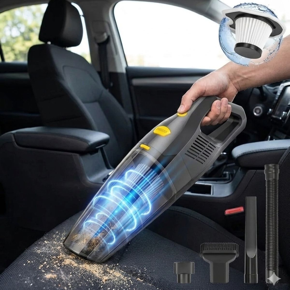 IRM - Aspiradora Para Auto 12v 120w Con Accesorios Limpieza Portatil Succion Potente Smart FIGOIMPORT