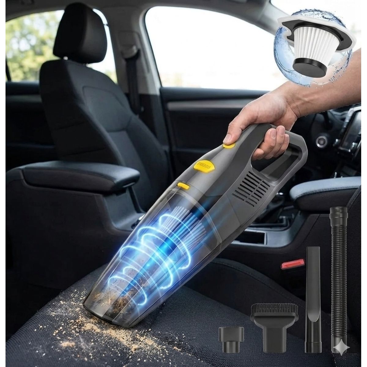 IRM - Aspiradora Para Auto 12v 120w Con Accesorios Limpieza Portatil Succion Potente Smart FIGOIMPORT