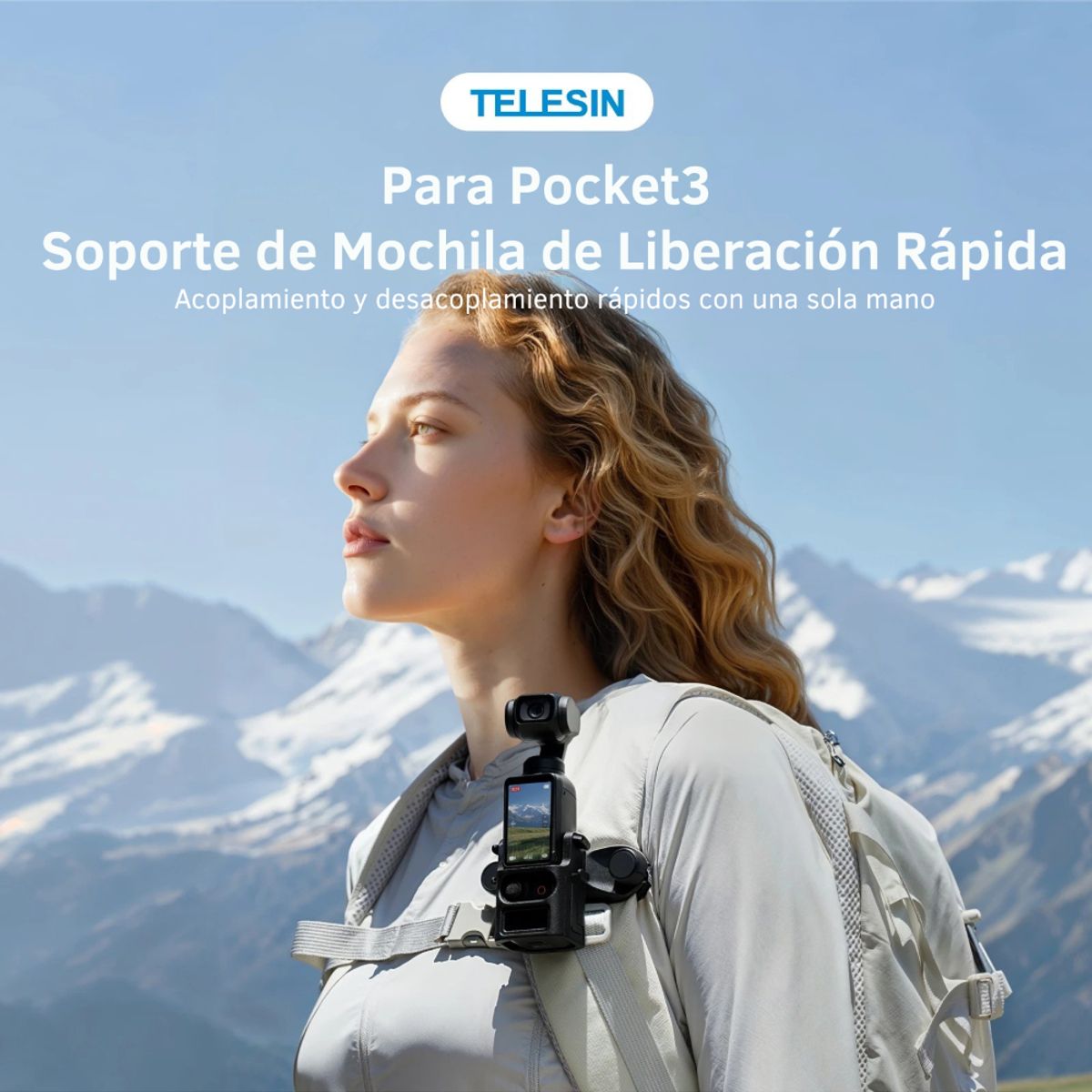 TELESIN - Soporte Mochila DJI Osmo Pocket 3 y 4 Montaje POV Manos Libres