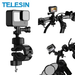 TELESIN - Soporte Bicicleta Cámara Acción Clip 360° Manubrio Ajustable