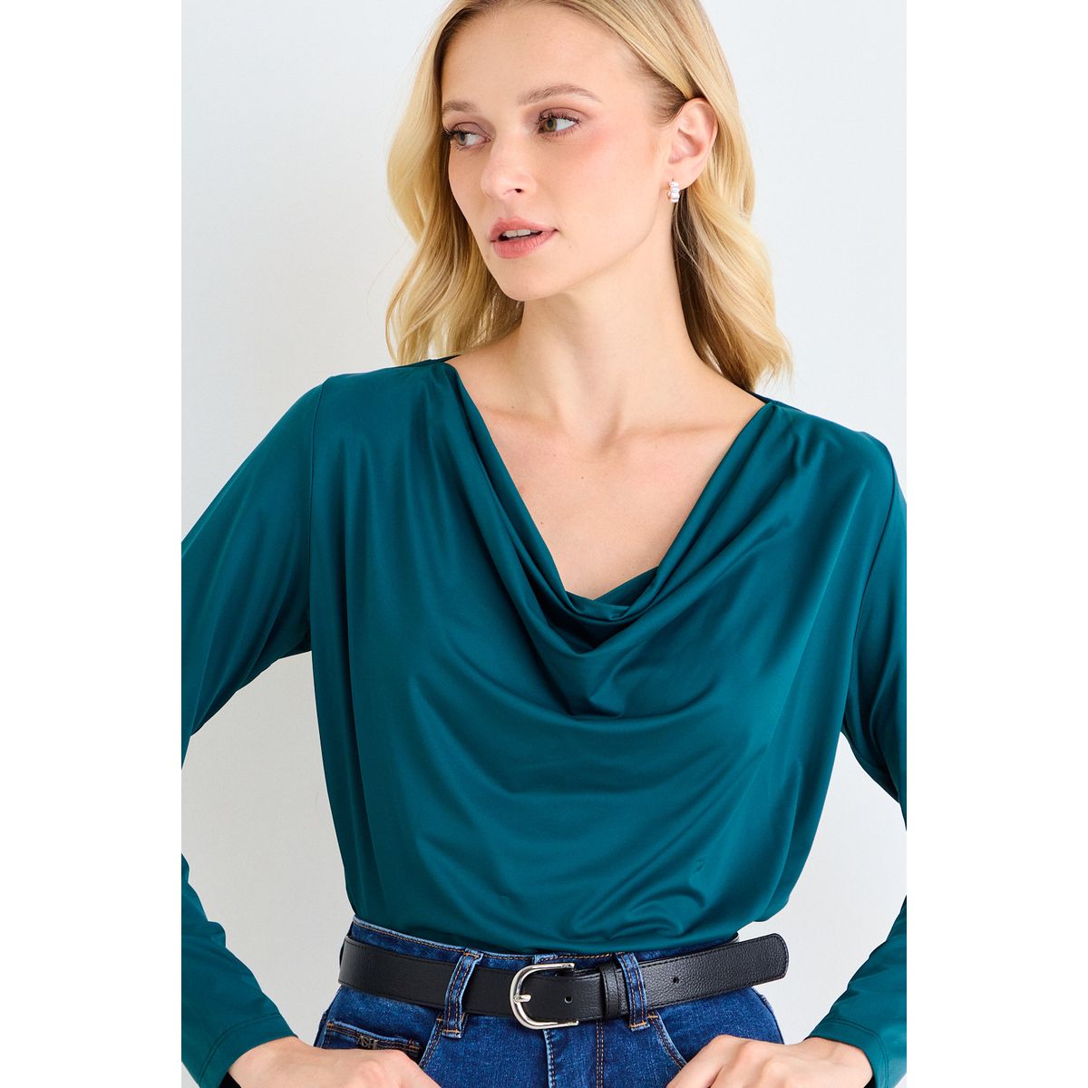 ASH - Polera Lisa Mujer Verde Azulado Ash