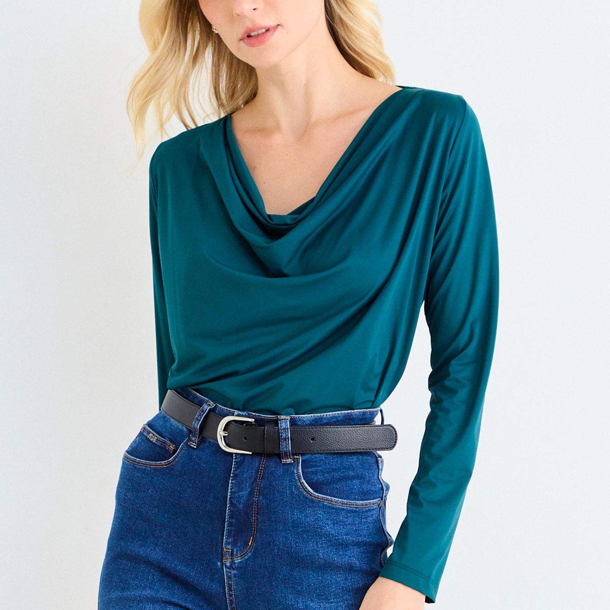 ASH - Polera Lisa Mujer Verde Azulado Ash