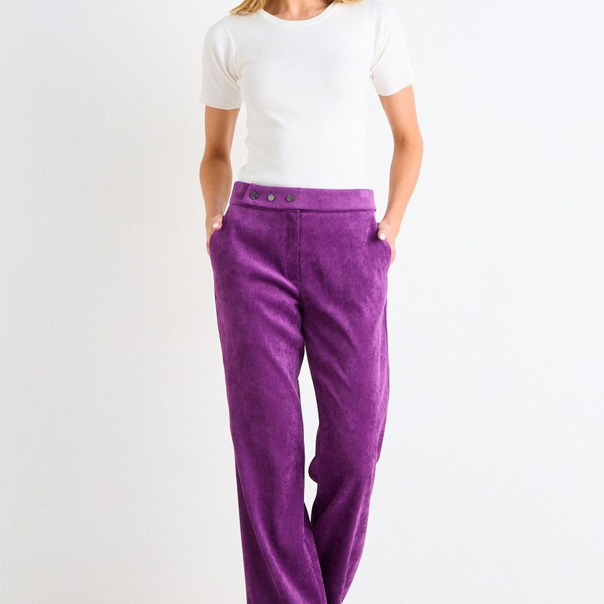 ASH - Pantalon De Pana Recto Mujer Morado Ash