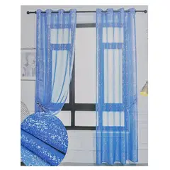 COMPRAPO - Set x 2 Velos Visillos Azules con Brillos Plateados 140x230 Cm. 2 Paños