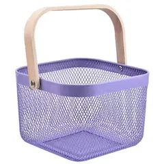 REGALITOLINDO CL - Canasto Organizador con Mango Madera de Bambú - Lila