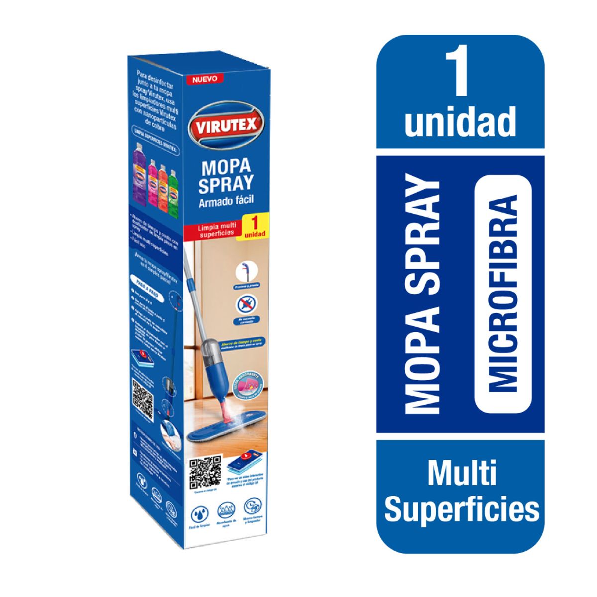 VIRUTEX - Mopa Plana De Microfibra Virutex Con spray