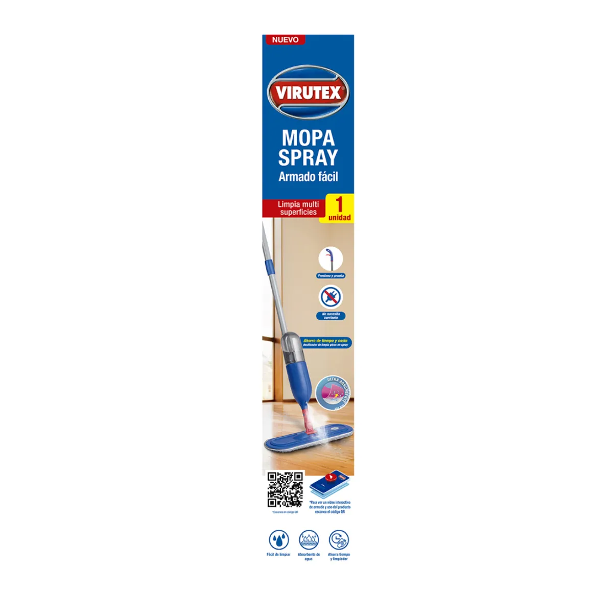 VIRUTEX - Mopa Plana De Microfibra Virutex Con spray