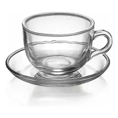 GENERICO - Taza Té Grande Vidrio Resistente Con Platillo 420ml
