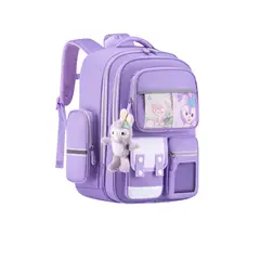 TIOZONEY - Mochila Escolar Conejo Violeta Llavero Infantil Niñas