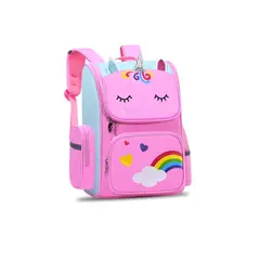TIOZONEY - Mochila Escolar Unicornio Infantil Niñas 3d Arcoiris Rosa