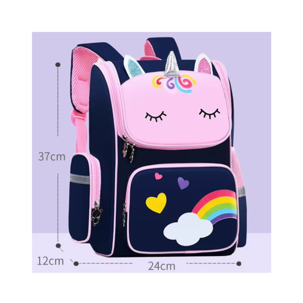 TIOZONEY - Mochila Escolar Unicornio Infantil Niñas 3d Arcoiris Azul Rosa