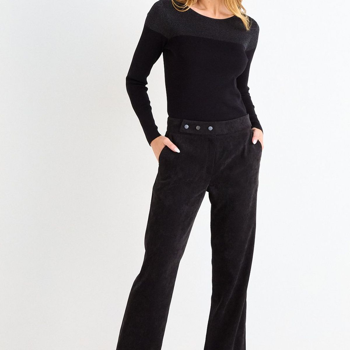 ASH - Pantalon De Pana Recto Mujer Negro Ash