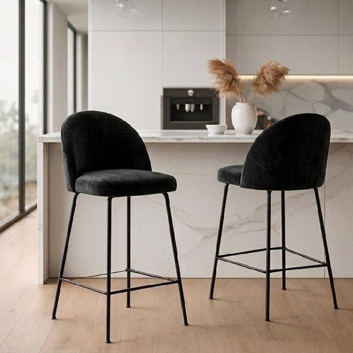 MOAD - Taburete Tokio Bar Felpa Black 66cm