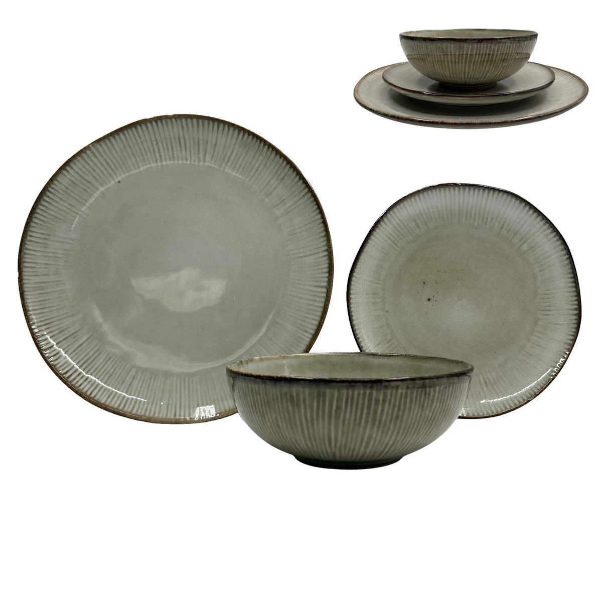 HOMEWELL - Vajilla Loza Olive Stone *1