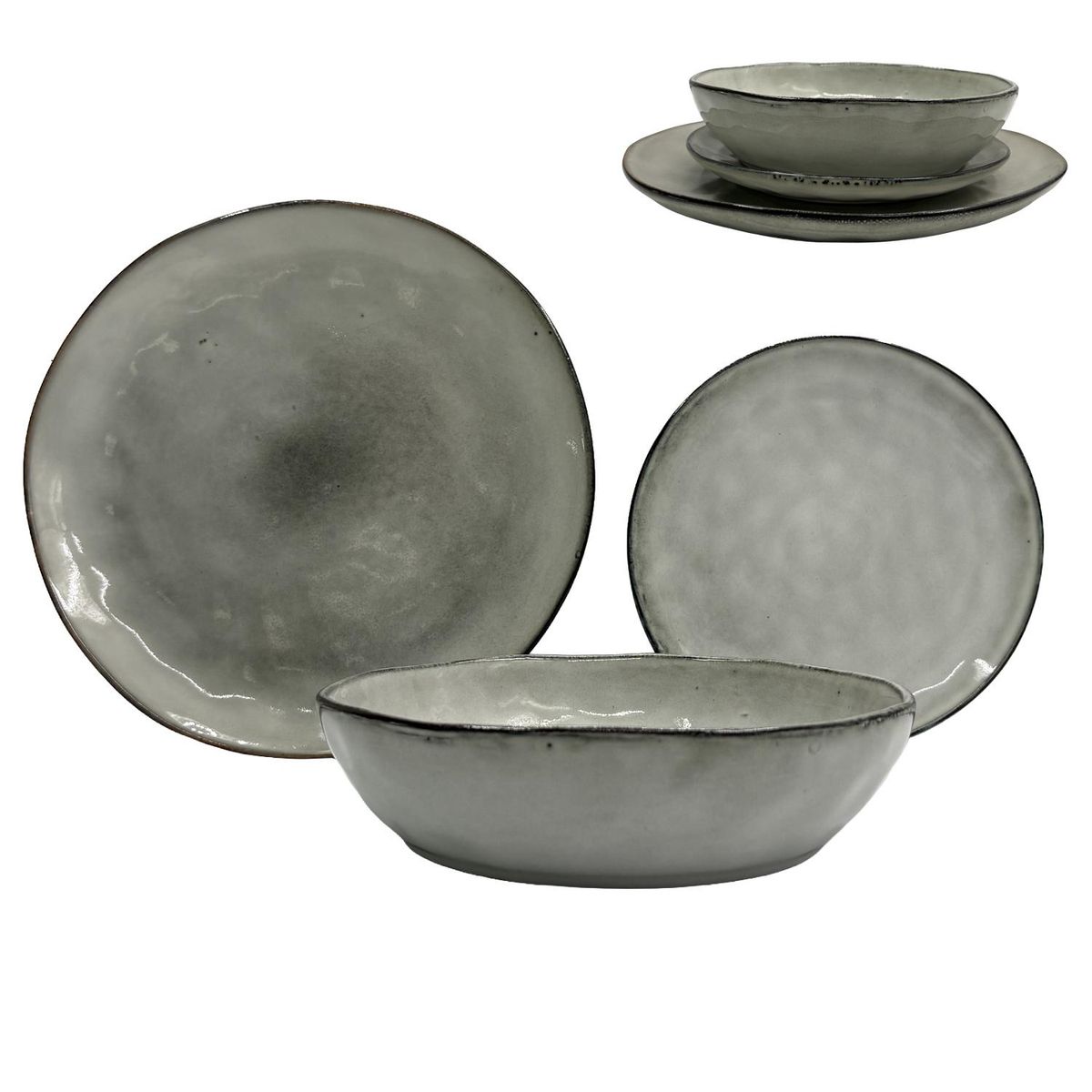 HOMEWELL - Vajilla Loza Smoke Grey Set *1