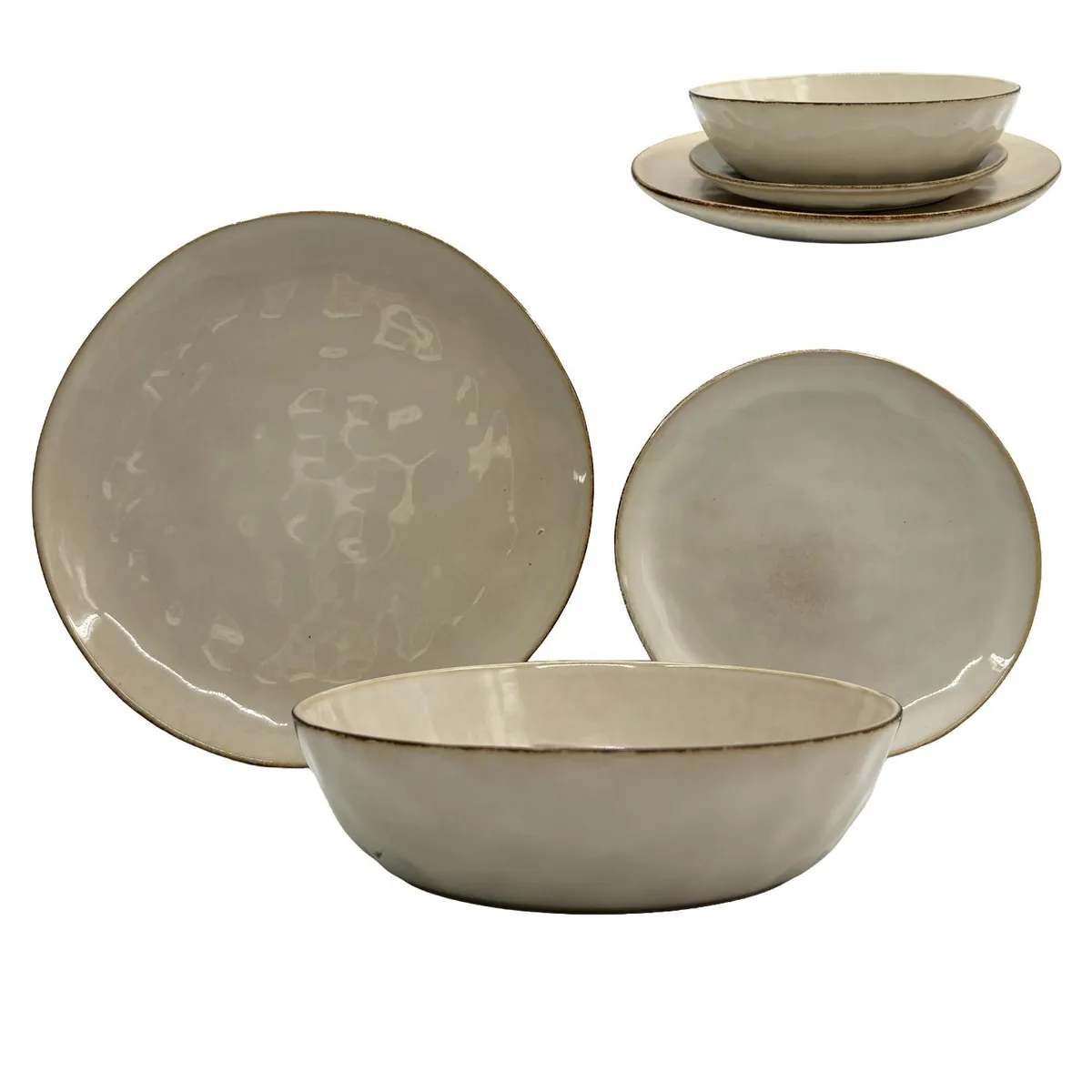 HOMEWELL - Vajilla Loza Sand Beige Set *6