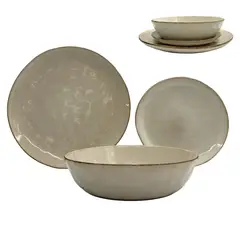 HOMEWELL - Vajilla Loza Sand Beige Set *6