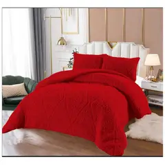 GENERICO - Plumón rojo 2.5 Plazas Diseño Trenzado, Polar + 2 Funda