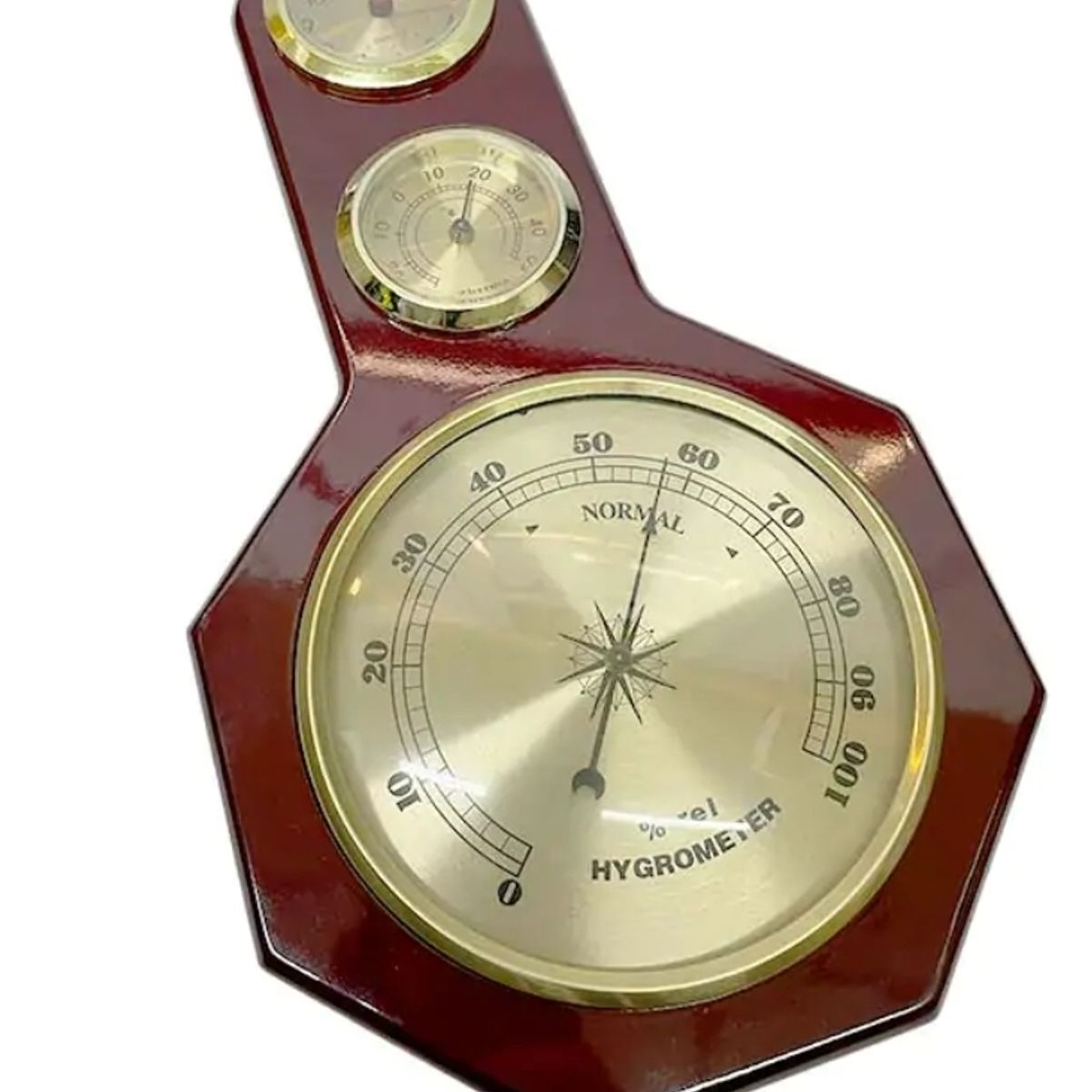 GENERICO - RELOJ MURAL  yg1603 HORA  TEMPERATURA HUMEDAD MADERA