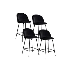 MOAD - Pack 4 Taburetes Tokio Bar Felpa Black 66cm