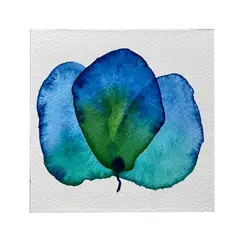 GENERICO - Mini Cuadro Acuarela Original 13x13 cm - Arte Botánico Pintado a Mano Flor 12