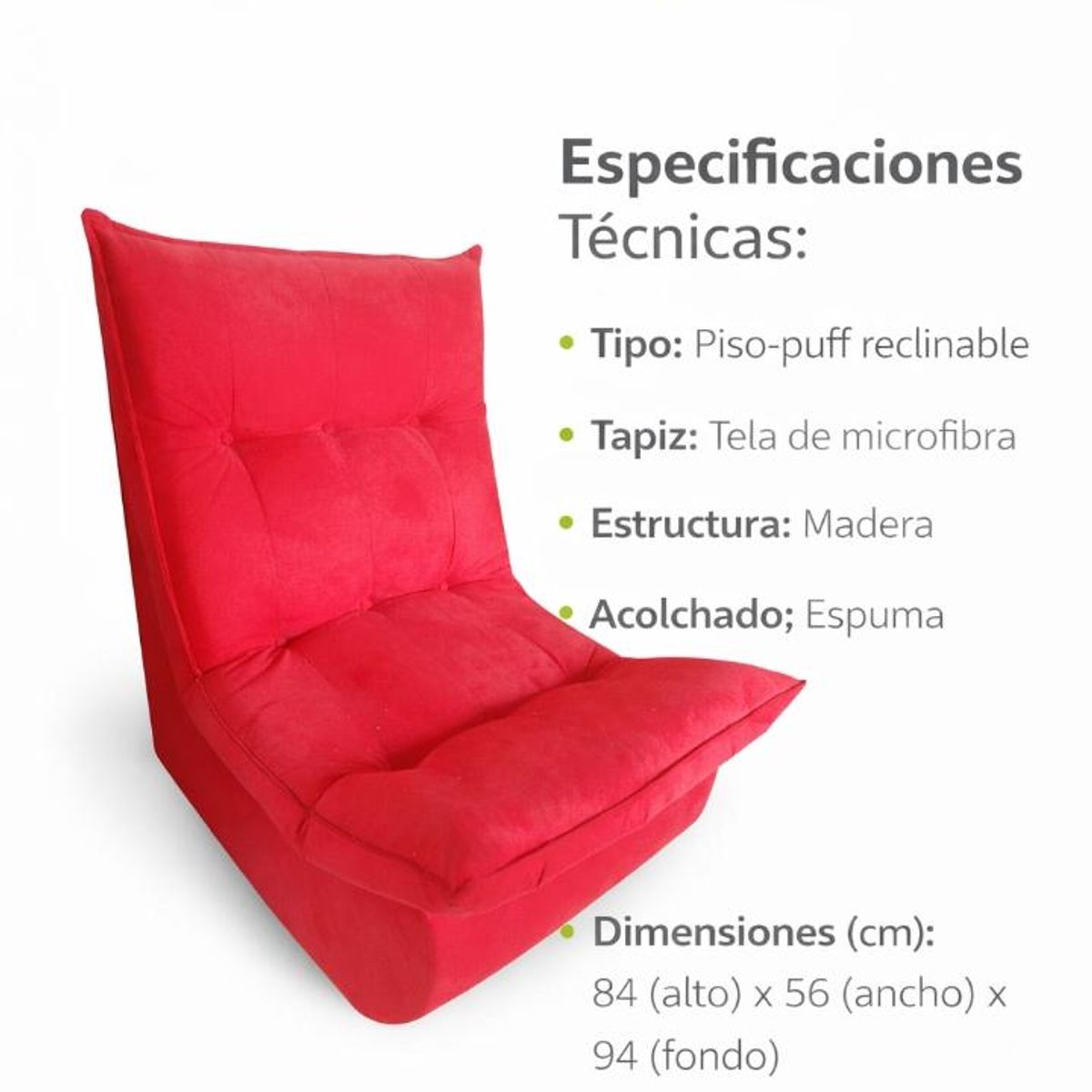 GENERICO - butacón reclinable acolchado rojo