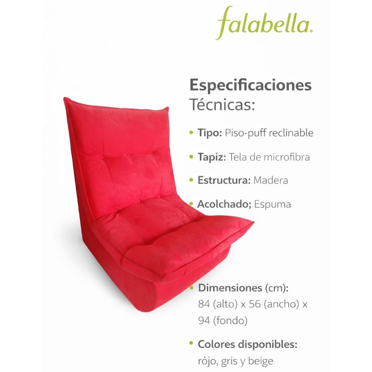 GENERICO - butacón reclinable acolchado rojo