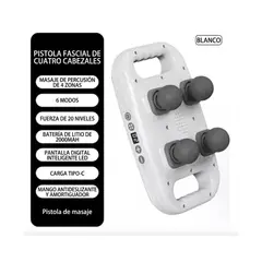GENERICO - Masajeador Cervical y Corporal Recargable con 4 Cabezales de Percusión Color Blanco