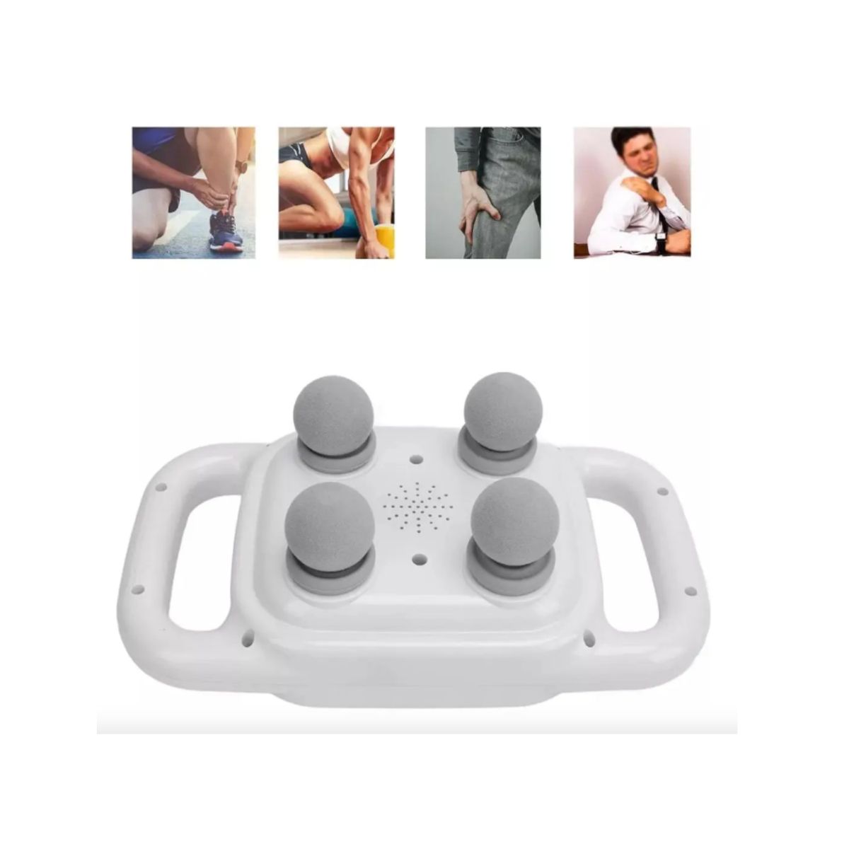 GENERICO - Masajeador Cervical y Corporal Recargable con 4 Cabezales de Percusión Color Blanco