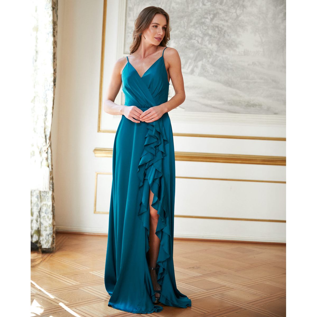 MI PLACARD - Vestido Largo de Fiesta Silvina Turquesa Oscuro