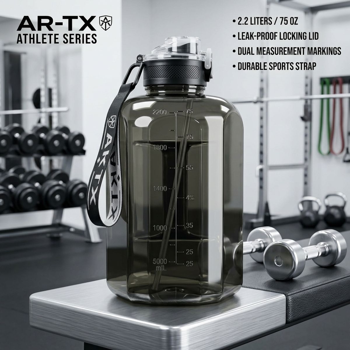 FEEL THE POWER - Botella De Agua Deportiva Gym Fitness Calidad Superior